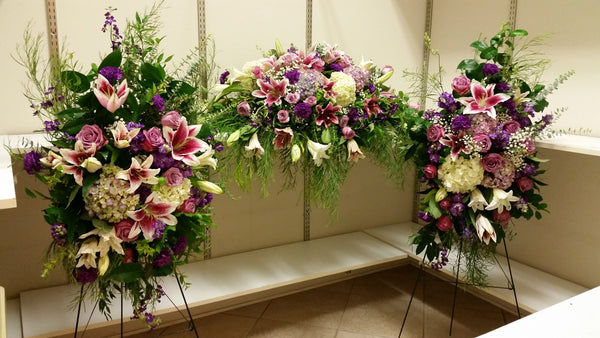 "Lavender is love" Funeral Flowers Package (White Purple And Lavender )