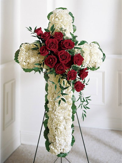 "Cross Heart Standing Spray"