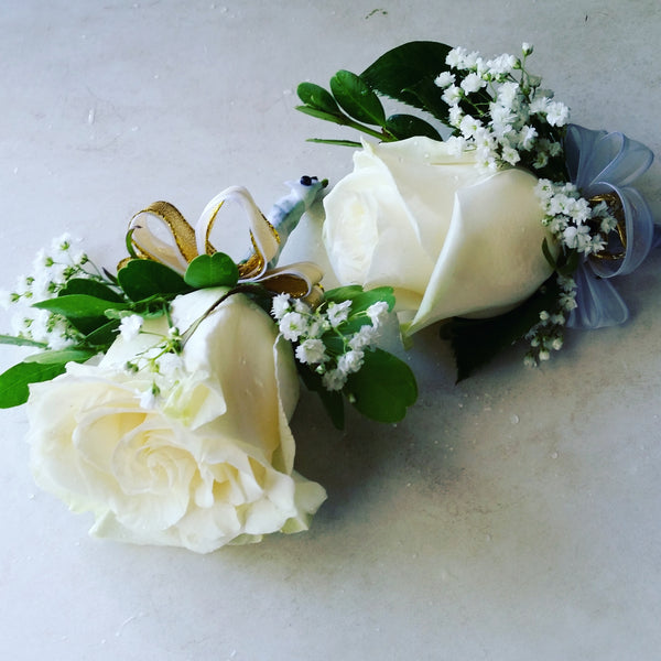 White Roses Boutonniere (six of them)