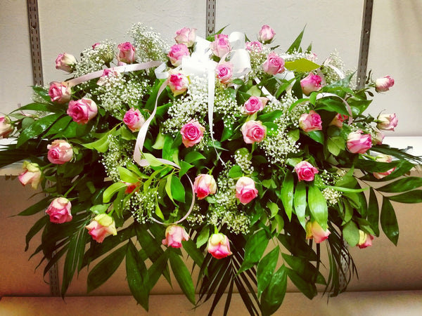 Full Casket (Pink Roses) Deluxe