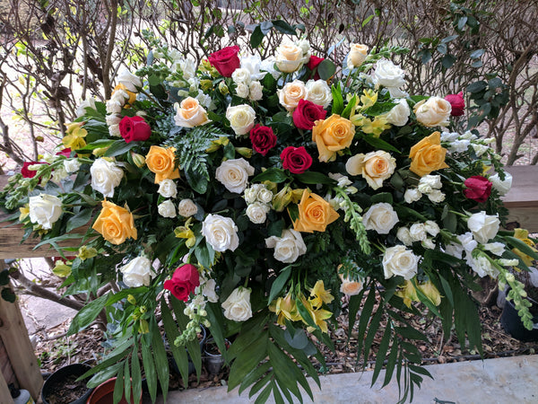 Yellow Red White Roses Garden