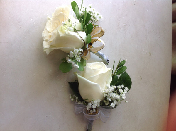 White Roses Boutonniere (six of them)