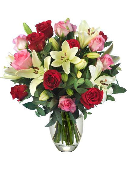 Dawn Roses And Lilies