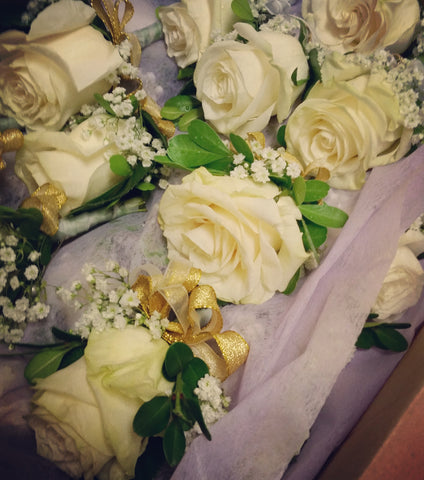 White Roses Boutonniere (six of them)