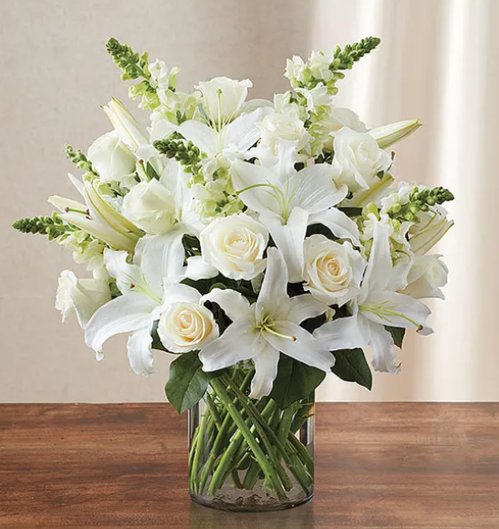 flower arrangements with white lilies Eternal White" Sympathy Flower Arrangement