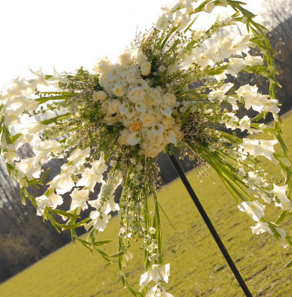 "Angel Sings" All-White Sympathy Flower Arrangement