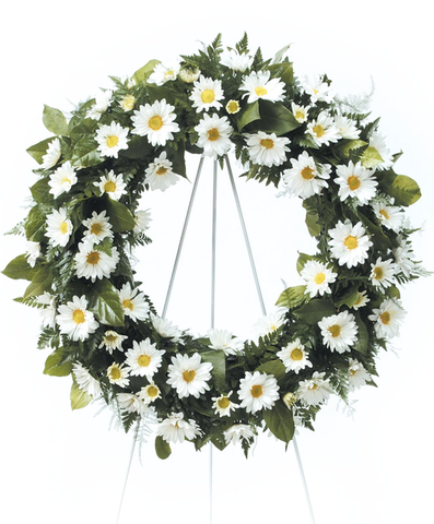 "Eternal Grace" -all white wreath standing spray